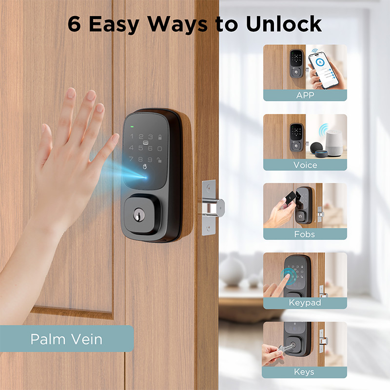 Security Keyless Smart Door Lock WiFi APP Plam Vein 6 Ways Unolck Auto-lock gallery