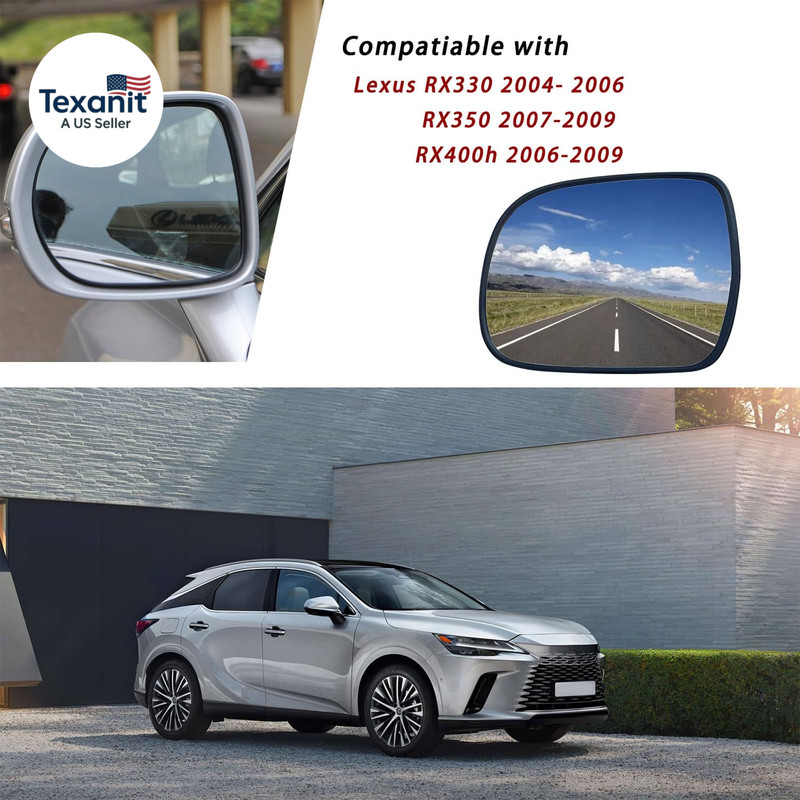 Driver Side Mirror Glass Replacement for 2004-2009 Lexus RX330 RX350 Rx400H, Pow gallery
