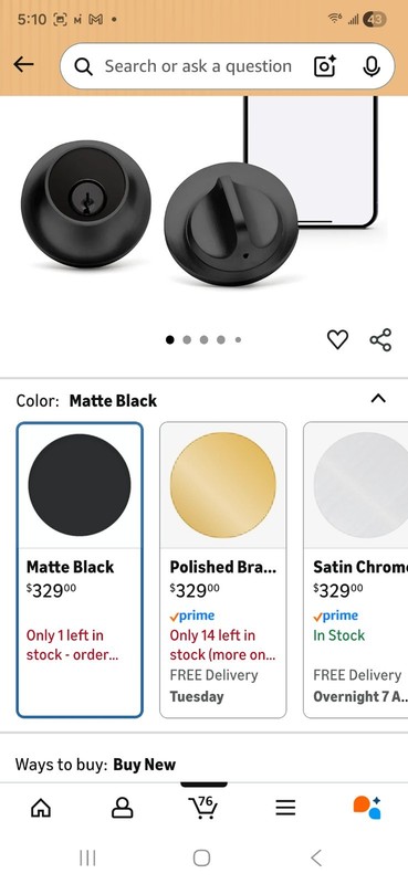 Level Lock+ Deadbolt Smart Lock Apple Home Keys App iOS/Android Matte Black NEW gallery