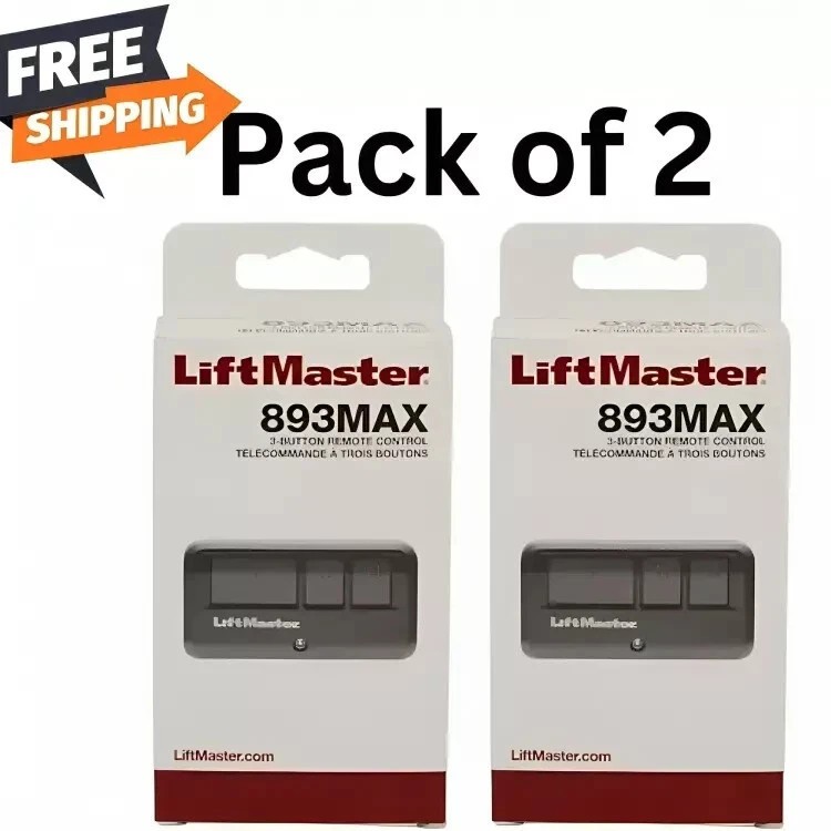2 Pack 893MAX LiftMaster 3 Button Remote Control Garage Door Opener