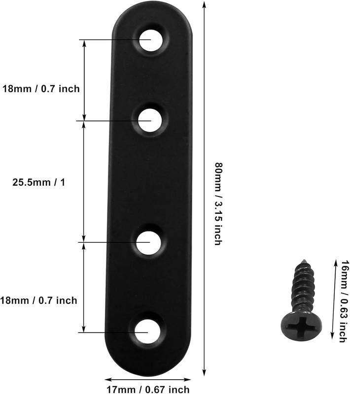 16Pcs 3 Inch Straight Bracket Stainless Steel Brace, Flat Mending Plate Fixing B gallery