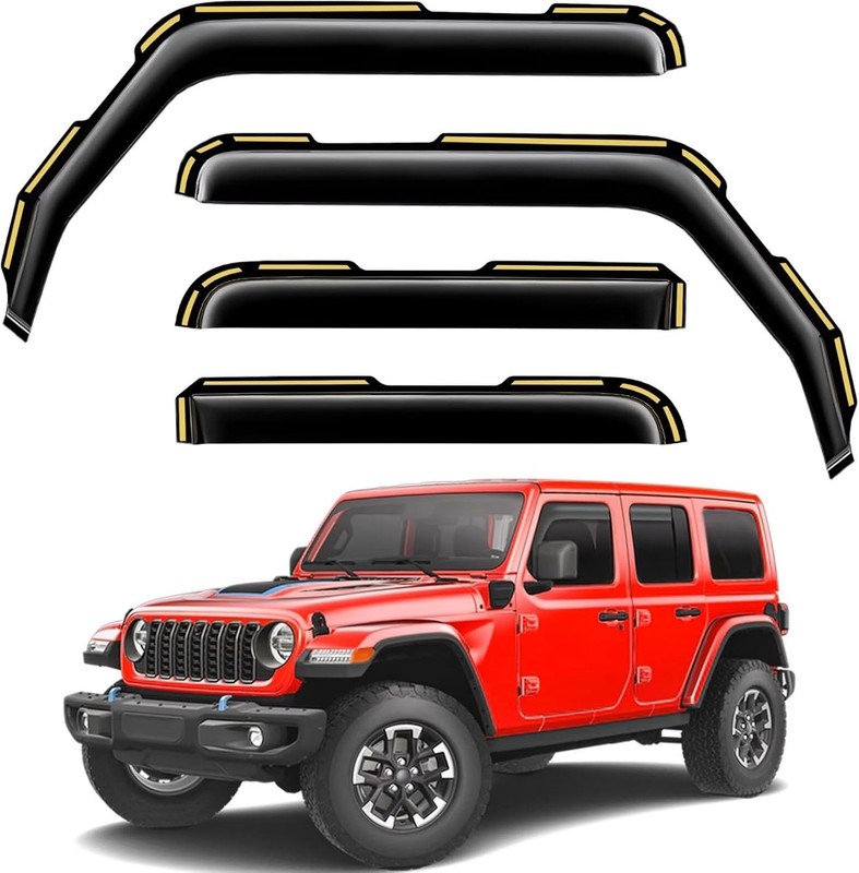 Durable In-Channel Window Rain Guards for Jeep Wrangler JL & Gladiator 4 Pcs