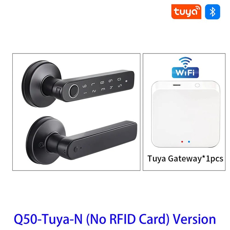 Tuya Smart Fingerprint Door Lock BLE Password RFID IC Card Handle Dead Bolt Home