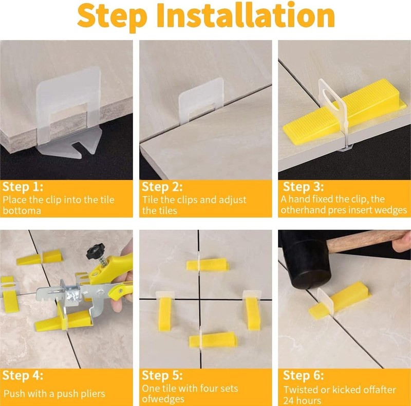Professional Tile Leveling System - 300 Clips, 100 Wedges, and Tile Plier Set gallery