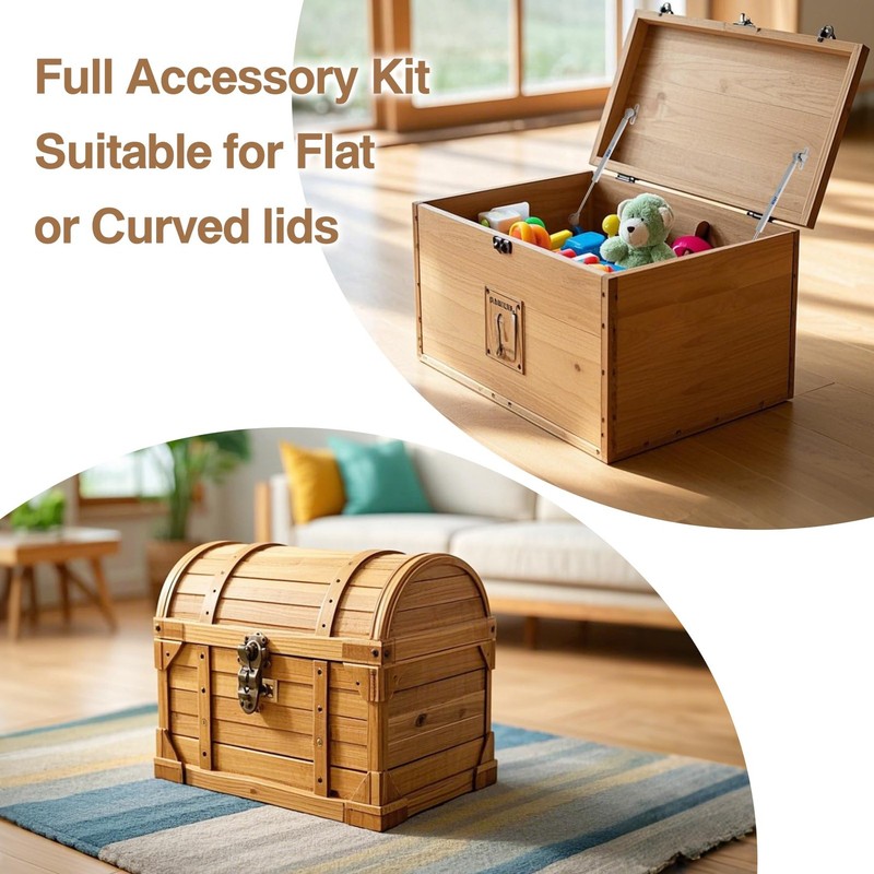 2 Pack Soft Close Toy Box Hinges for Heavy Curved, Round, Arched and Flat Lid... gallery