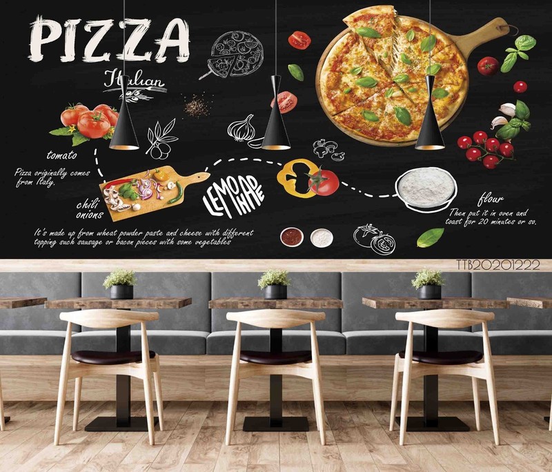 3D Food Pizza Ingredients Illustration Wall Murals Wallpaper Murals Wall Sticker