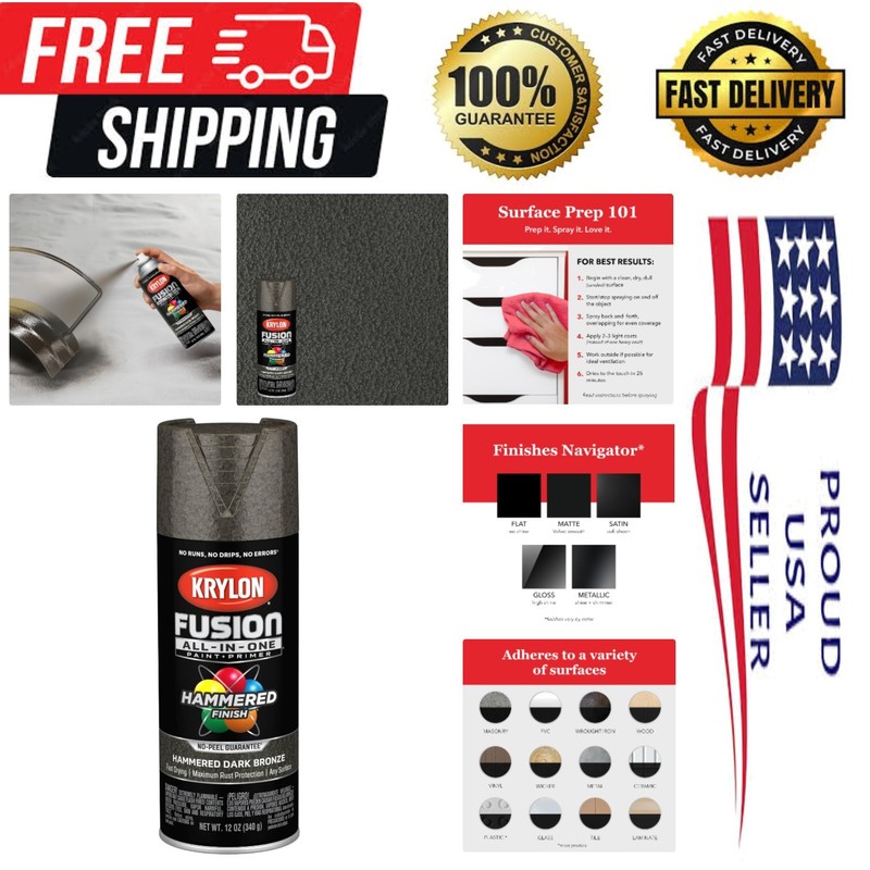 Fast-Drying Hammered Dark Bronze Spray Paint – Indoor/Outdoor Durability, 12 oz