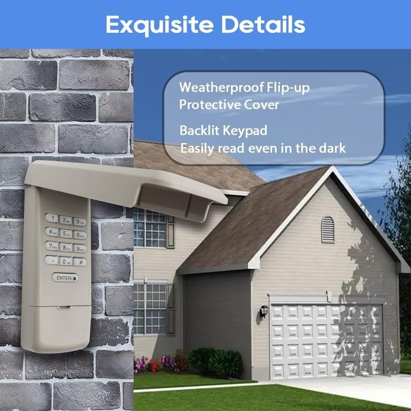 Secure Keyless Garage Door Opener Keypad with Clamshell Design and PIN Support gallery
