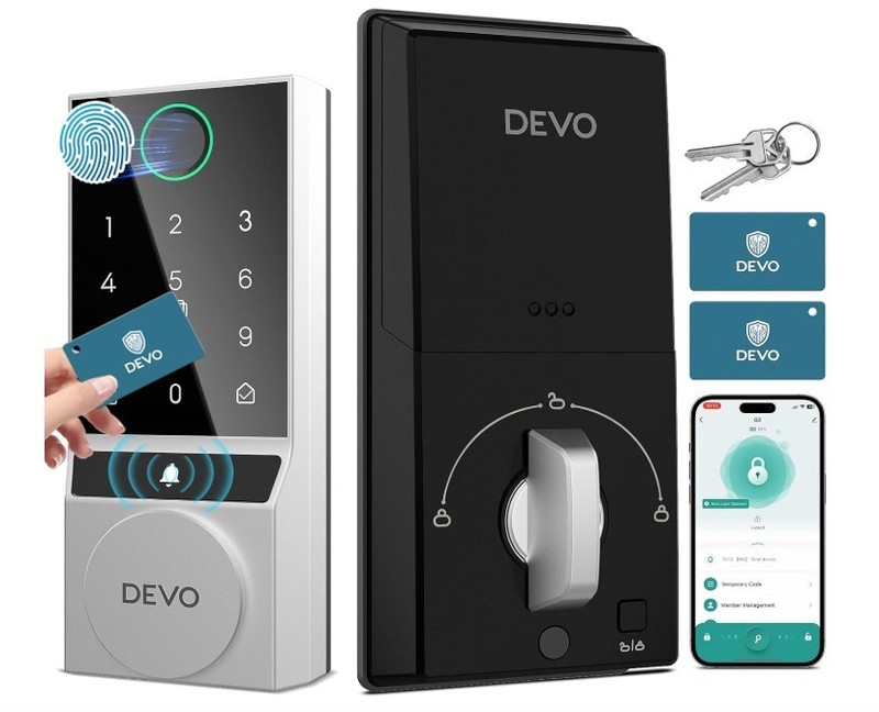 Devo G2 Smart Lock – Fingerprint, Bluetooth App, Keypad, Key, IC Card, Auto-Lock