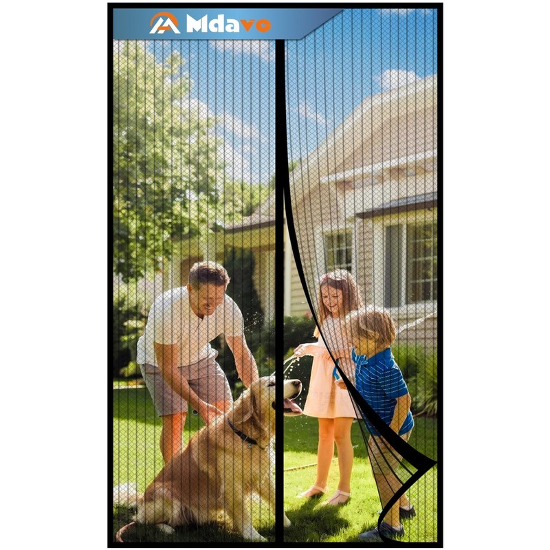 Magnetic Screen Door – Bug Proof, Pet & Kid Friendly, Fits 36″x80″ Doors, Black