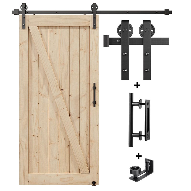 6FT Sliding Barn Door Hardware Track Kit & Handle,Big Industrial Spoke Wheel …