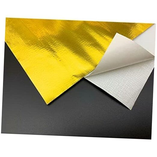 Adhesive Aluminized Heat Shield Barrier – 12″ x 24″ – 2000°F Reflective Gold