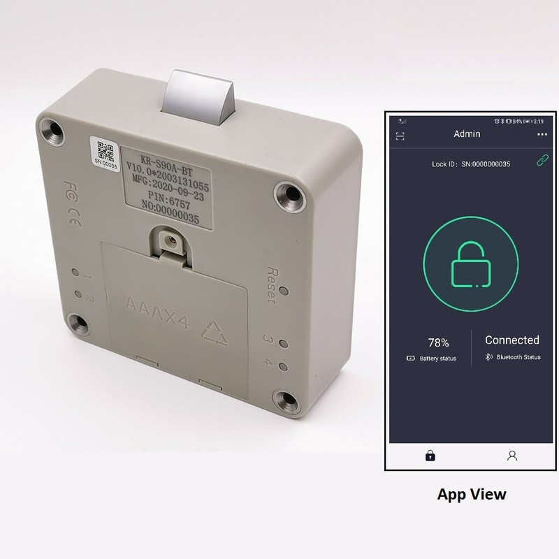Card& Smart Phone Operated Hidden Drawer/Cabinet Lock with Emergency Power Cable