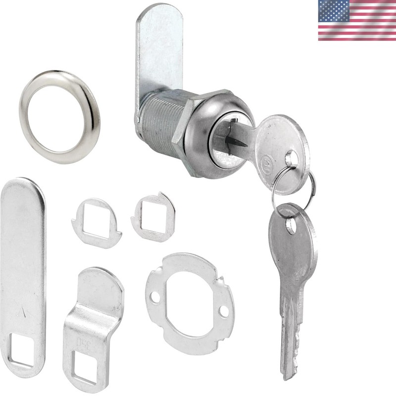 Durable Stainless Steel Cabinet Lock – 3 Cams, 2 Washers & 2 Keys, 7/8 Inch Long