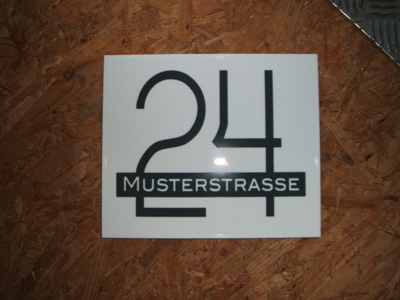 House Number Sign White Plastic Approx. 9 27/32×7 7/8×0 1/8in Text New