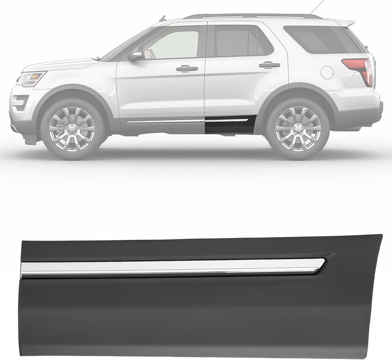 HECASA Rear Door Molding Trim Cover Compatible with 2016-2019 Ford Explorer Poli