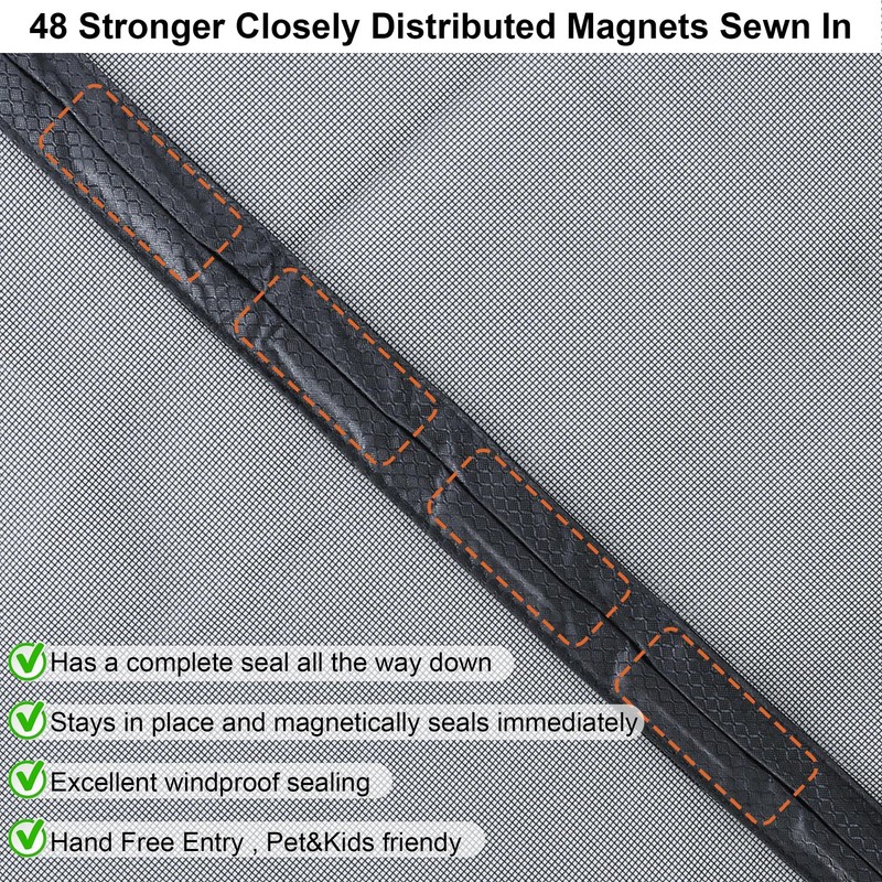Reversible Left Right Side Opening Wide Magnetic Screen Door for Sliding gallery