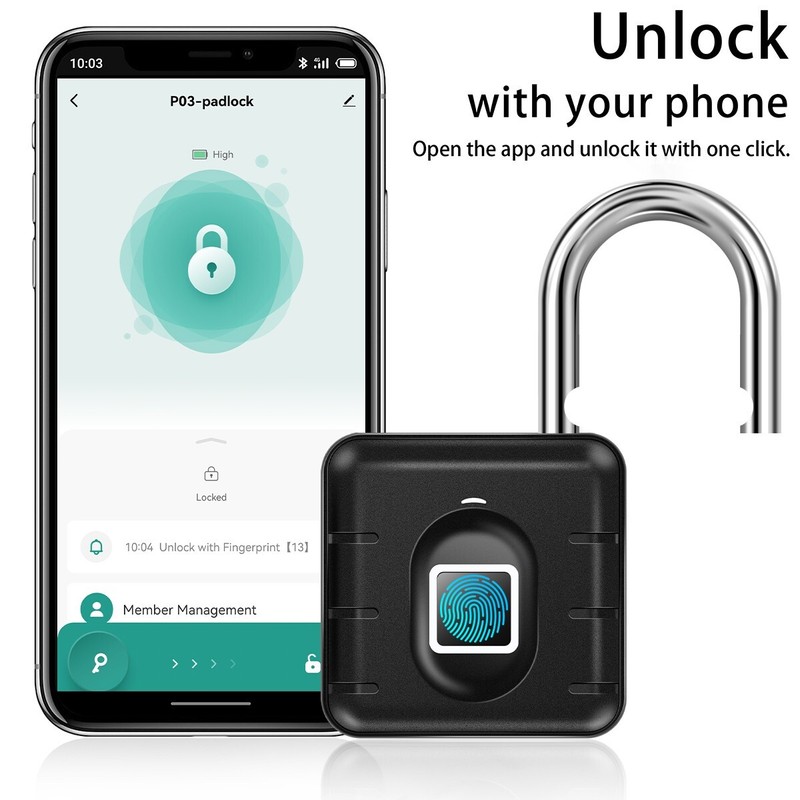 Bluetooth Fingerprint Padlock APP Keyless Smart Lock Waterproof Thumbprint Lock gallery