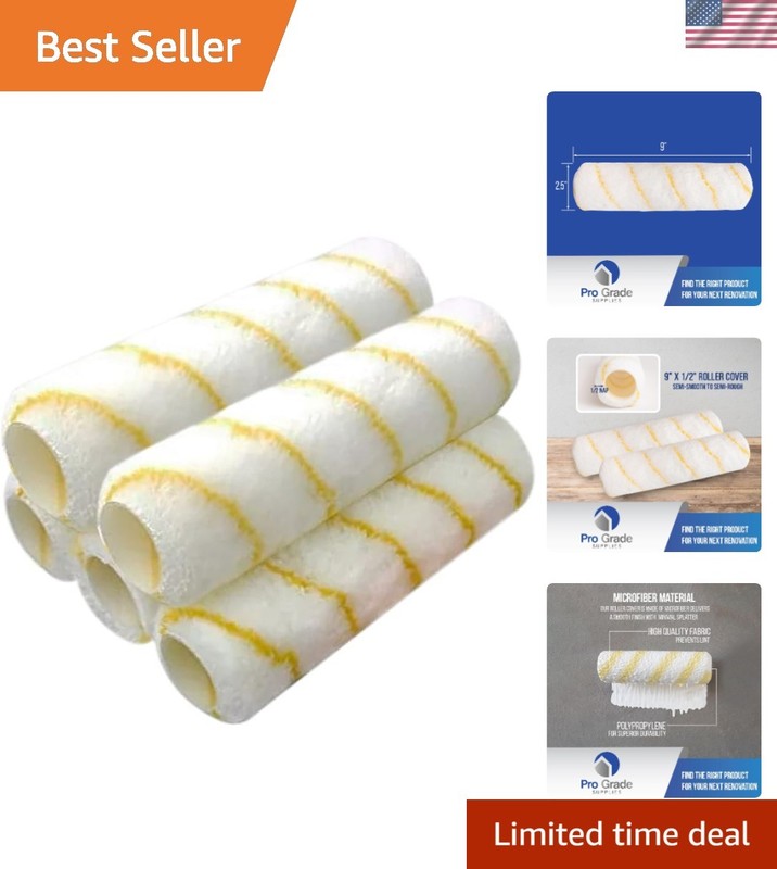 Versatile Microfiber Paint Roller Covers 1/2″ Nap – 5 Pack for Smooth Surfaces