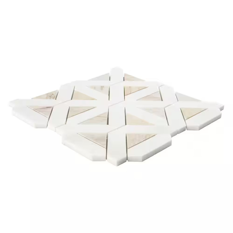Angora Geometric Pattern 12X12X0.38 In. Polished Marble Mosaic Architectural Lat gallery