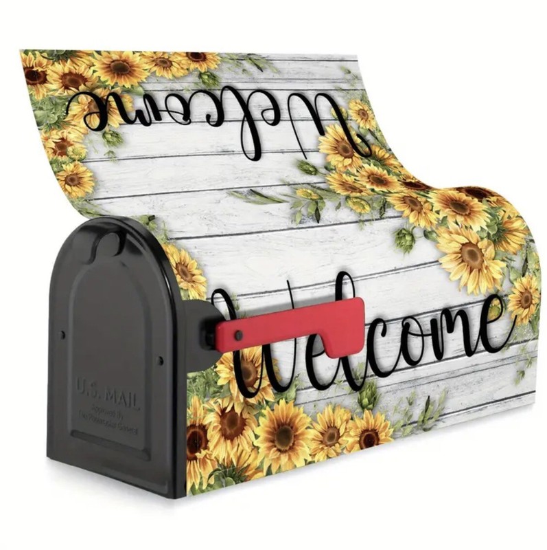 Sunflower Welcome Mailbox Cover – Fits Standard Mailbox – 21″ X 18″