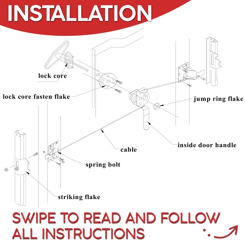 Garage Door Lock Kit, Complete Set with Spring Latch and Keyed Handle, Home I... gallery