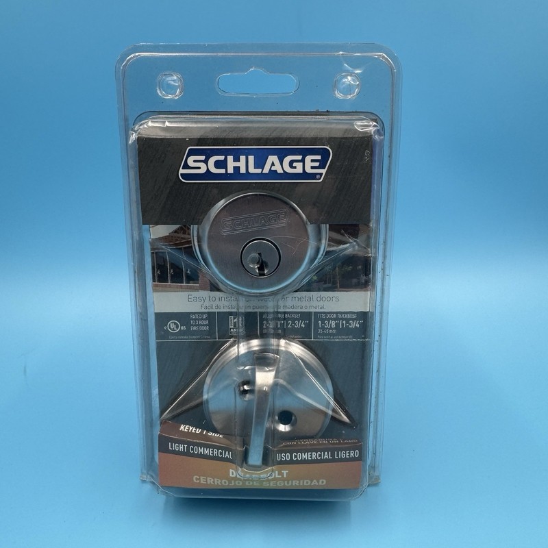 Schlage B60CS Deadbolt In Satin Chrome New In Box Fast Shipping