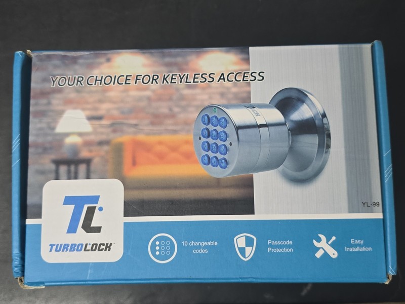 TurboLock Keyless Entry Door Lock –Electronic Keypad Set – Complete in Box