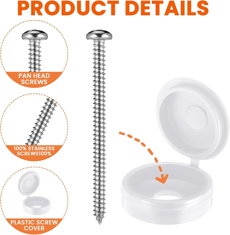24 Set 3 Inch Shutter Fasteners Shutter Pins Screws and Caps Bulk 304 Metal Stai gallery