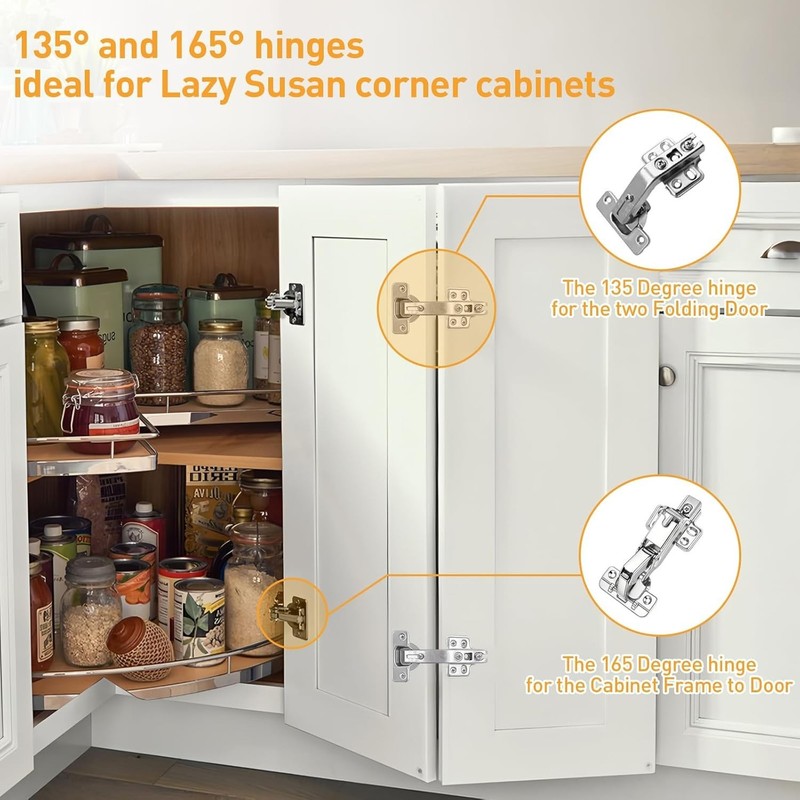 Adjustable 175° Soft Close Hinges in Nickel-Plated Steel – 48mm Spacing, 2 Pcs gallery