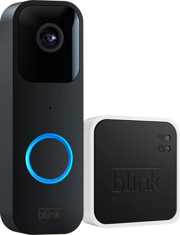 Blink Smart Wifi Video Doorbell – Wired/Battery, Sync Module 2 – Black