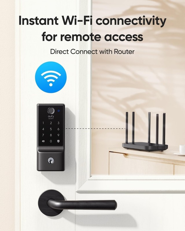 Fingerprint Keyless Deadbolt Lock with Built-in Wi-Fi & Real-time Notifications gallery