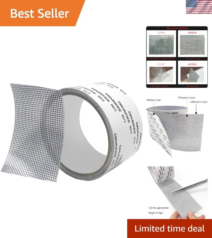 Strong Adhesive Window Screen Repair Tape, 2″x80″ – Tear-Resistant Fiberglass