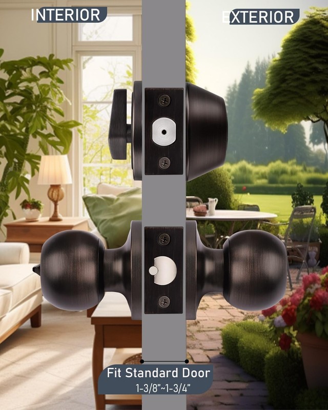 Brotima 4 Pack Entry Door Locksets with Single Cylinder Deadbolt, Oil Rubbed gallery