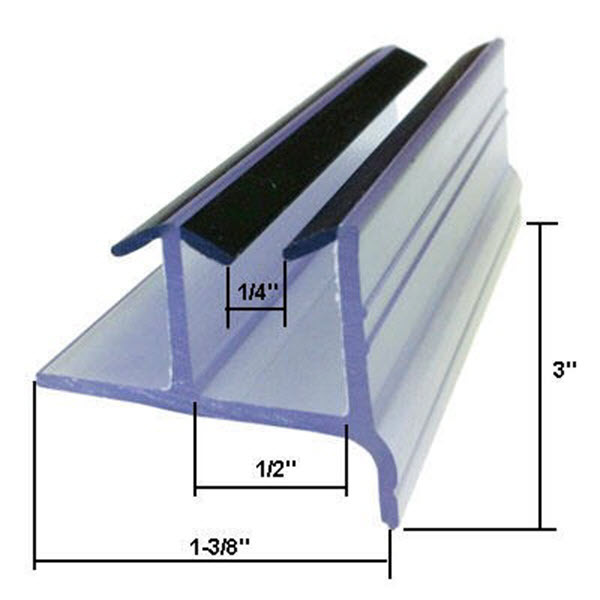 Clear Sliding Shower Door Bottom Guide 3″ x 1-3/8″ x 1/4″