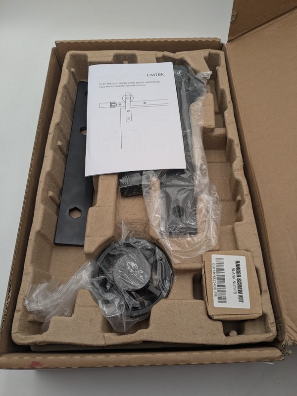 Parts Only: Emtek Modern Rectangular 78 Inch Face Mount Barn Door Hardware Set gallery