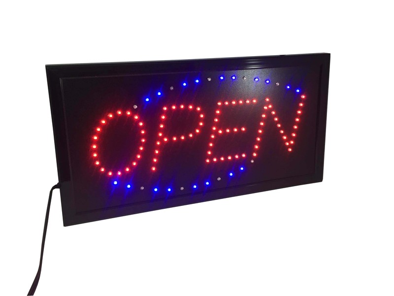 Large 18.9" x 9.8" LED OPEN Sign Easy Installation, Indoor Use Only
