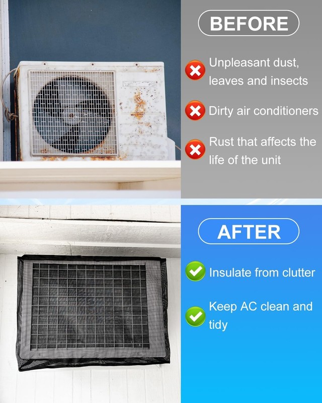 Mesh Window AC Cover, U-Shape Air Conditioner Outdoor 17W x 12D x 13H, Black gallery