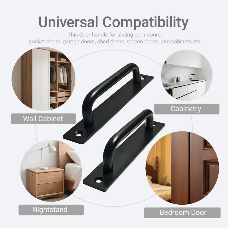 2PCS 5.8 Inches Barn Door Handle, Premium Aluminum Alloy Gate Handle, Sturdy Bla gallery