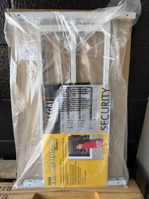 PRIME-LINE Fixed Window Safety Guard 15-1/4”H x 23-1/2”~ 38”W White 3 Bar Steel