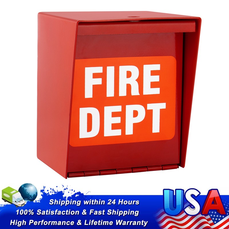 Fire Department Lock Box With Lock Hole Red Heavy Duty Steel ‎Wall Mount