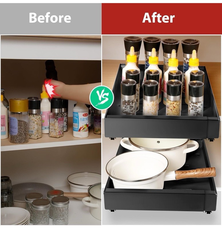 Pull Out Cabinet Organizers Expandable (12.6"-20.5"), Slide Out Drawers “Read” gallery