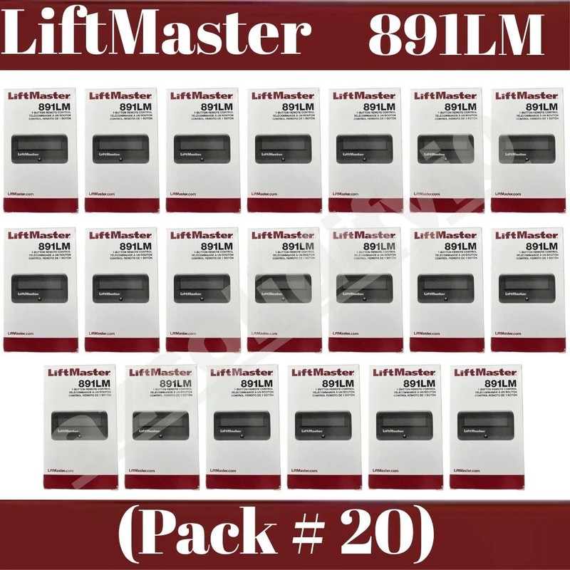 891LM LiftMaster 1 Button Remote Control Garage Opener Security+2.0 (Pack of 20)