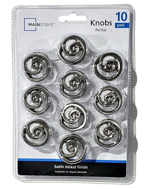 Mainstays Knobs 10 Pack Satin Nickel Finish Easy Application Hardware Included