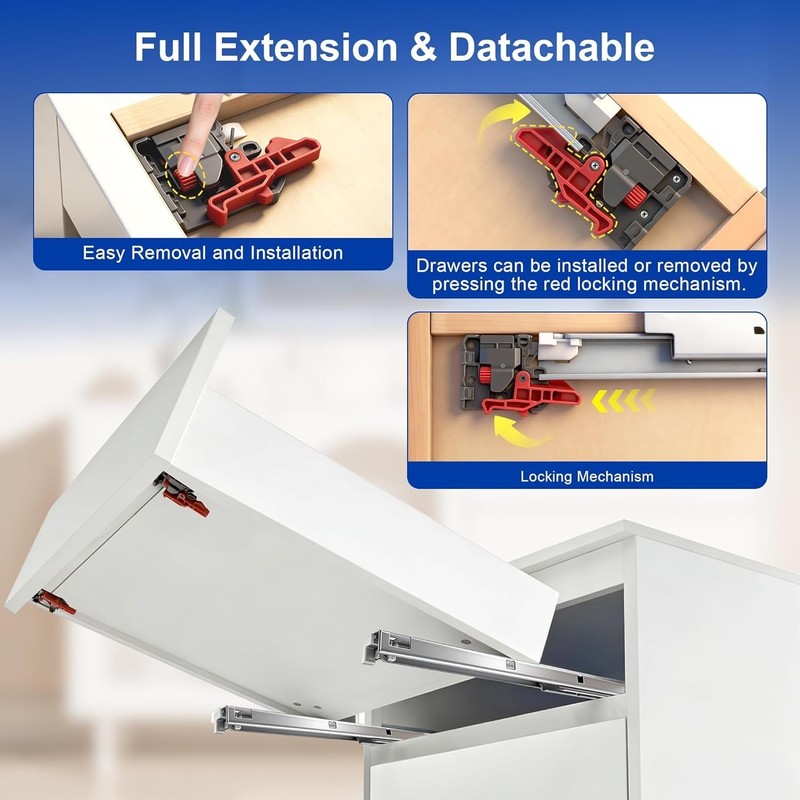 21 Inch Undermount Drawer Slides - Soft Close, Heavy-Duty, All Hardware gallery