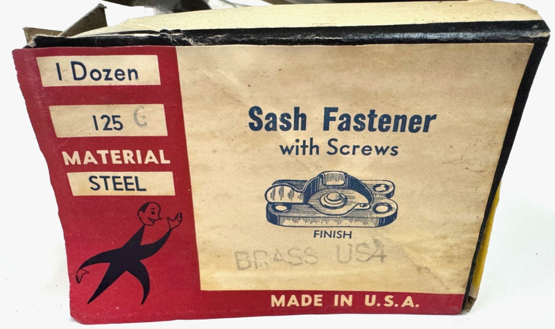 SASH FASTENER Replacement Window Latch STEEL Brass Finish NEW Made in USA 125E gallery