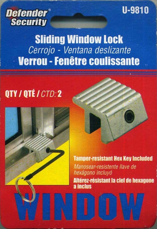 NEW Defender Security U-9810 Sliding Window LOCK, Tamper Resistant 2 pack w/ key