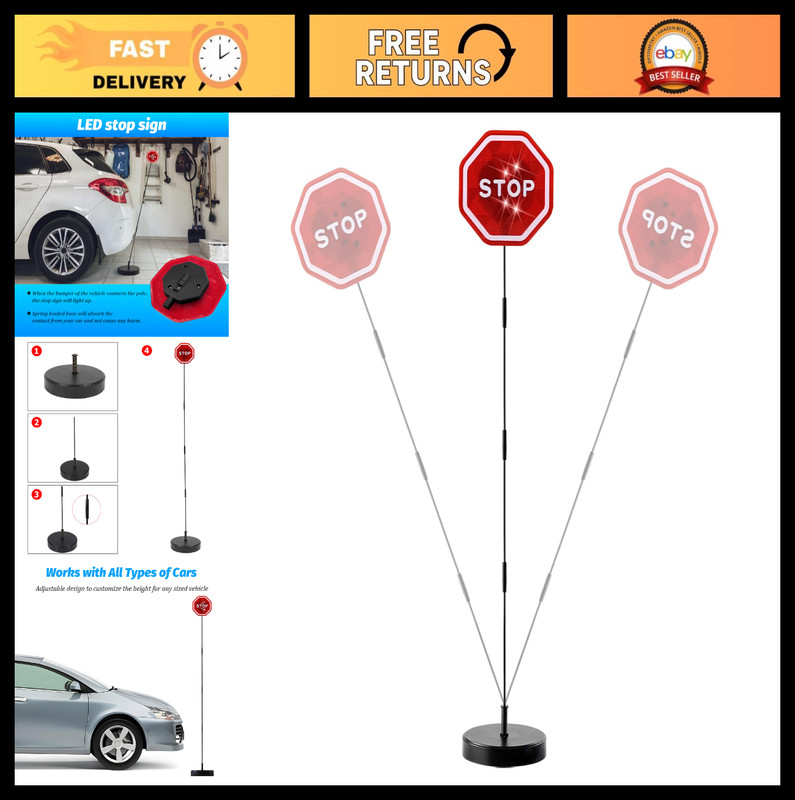 LED Car Parking Stop Sign - Flashing Warning Light for Garage & Vehicle Safety -
