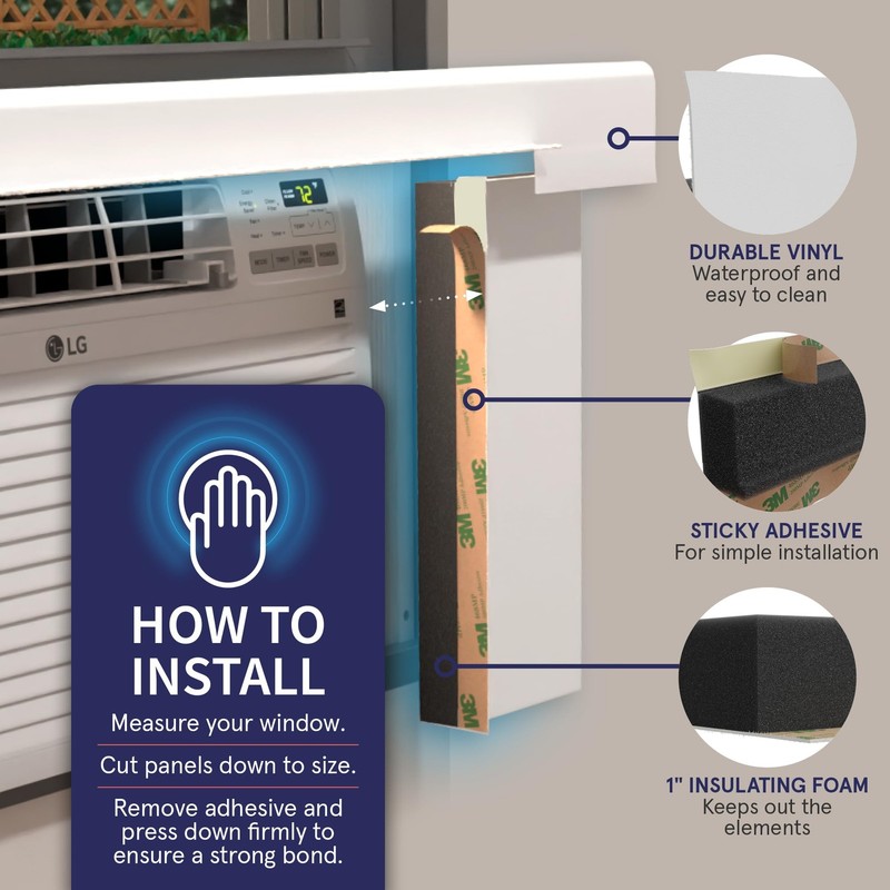 Breeze Stop Surround Insulation Side Panels Fits up to 36" Wide Window, White gallery