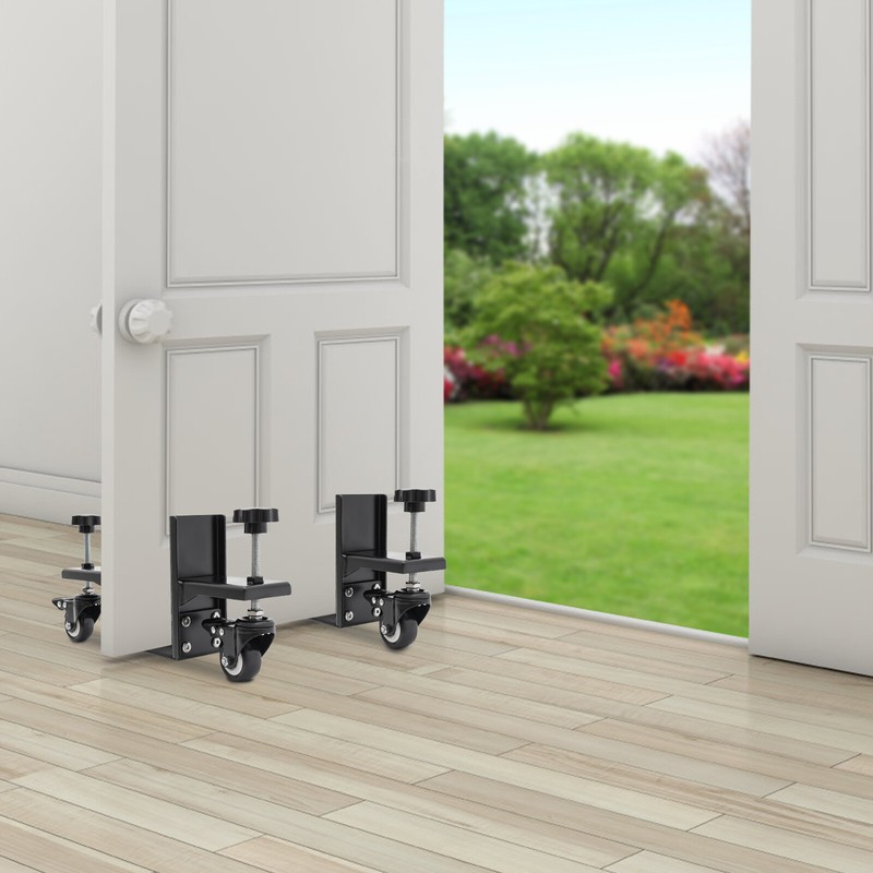 2 Pcs 1000lbs Door Installation Tools With 360° Rotating Wheels w/ Brake